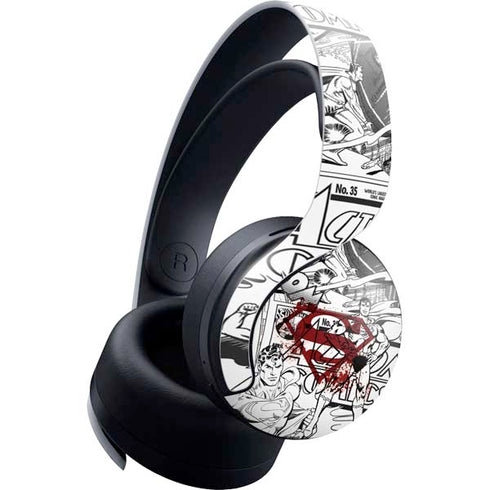 DC Comics Superman Comic Pattern Logo in Red PULSE 3D Wireless Headset for PS5 Skin