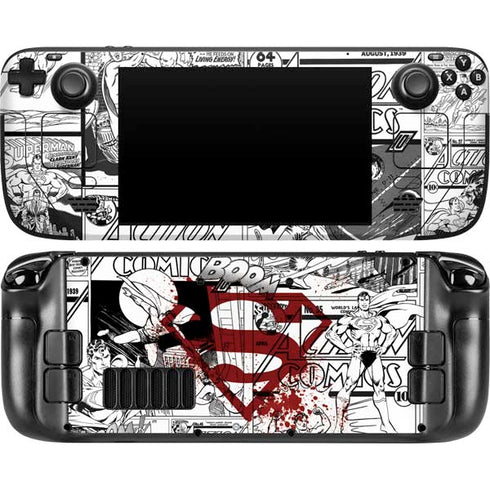 DC Comics Superman Comic Pattern Logo in Red Steam Deck Handheld Gaming Computer Skin