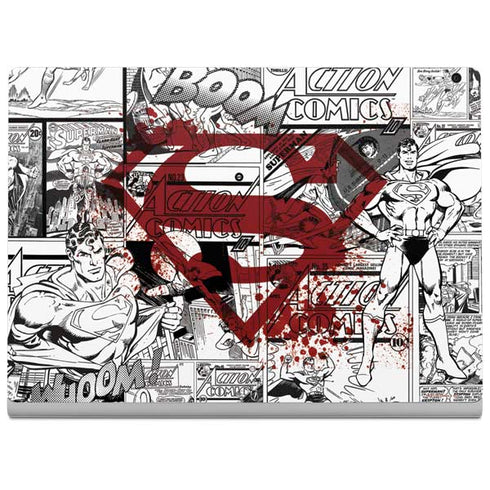 DC Comics Superman Comic Pattern Logo in Red Surface Book 2 13.5in Skin