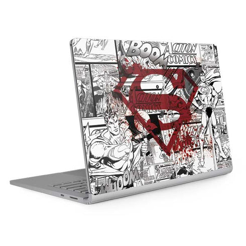 DC Comics Superman Comic Pattern Logo in Red Surface Book 2 15in Skin