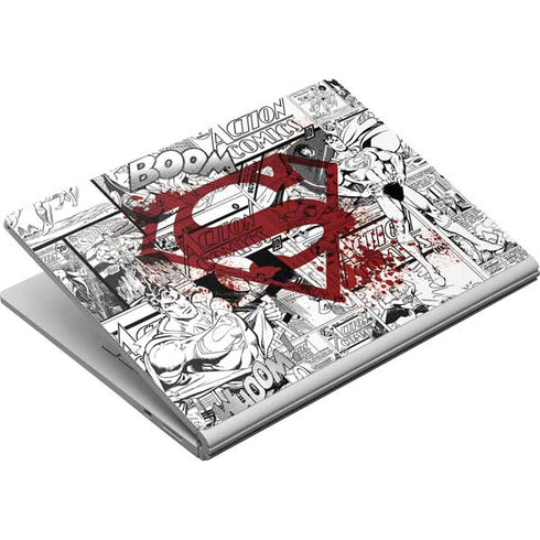 DC Comics Superman Comic Pattern Logo in Red Surface Book Skin