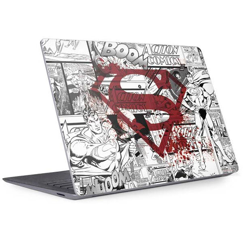 DC Comics Superman Comic Pattern Logo in Red Surface Laptop 3 13.5in Skin