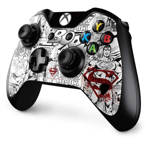 DC Comics Superman Comic Pattern Logo in Red Xbox One Controller Skin
