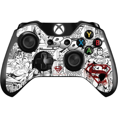 DC Comics Superman Comic Pattern Logo in Red Xbox One Controller Skin