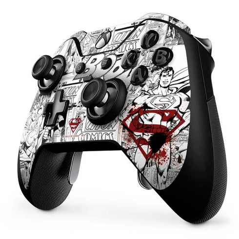 DC Comics Superman Comic Pattern Logo in Red Xbox One Elite Controller Skin