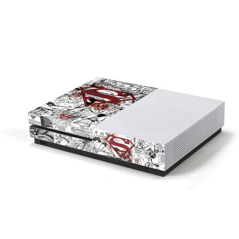 DC Comics Superman Comic Pattern Logo in Red Xbox One S Console Skin