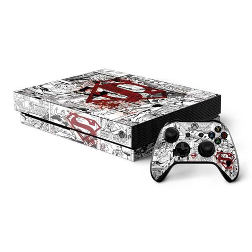 DC Comics Superman Comic Pattern Logo in Red Xbox One X Bundle Skin