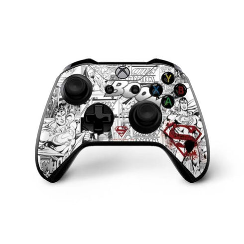 DC Comics Superman Comic Pattern Logo in Red Xbox One X Controller Skin