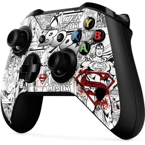 DC Comics Superman Comic Pattern Logo in Red Xbox One X Controller Skin