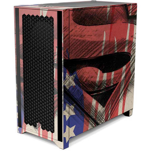 DC Comics Superman Crest Corsair 4000D Tempered Glass Mid-Tower ATX Case Skin
