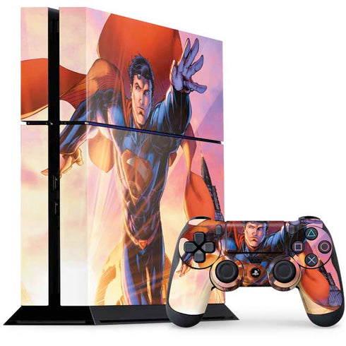 DC Comics Superman Unchained #1 75th Anniversary Cover Art by Jim Lee PS4 Console and Controller Bundle Skin
