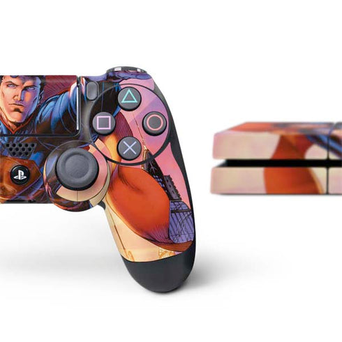 DC Comics Superman Unchained #1 75th Anniversary Cover Art by Jim Lee PS4 Console and Controller Bundle Skin