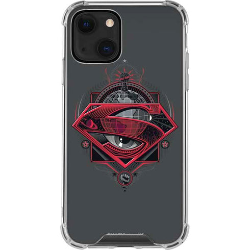 DC Comics Superman Grey Eye Collage iPhone 14 Plus Clear Case