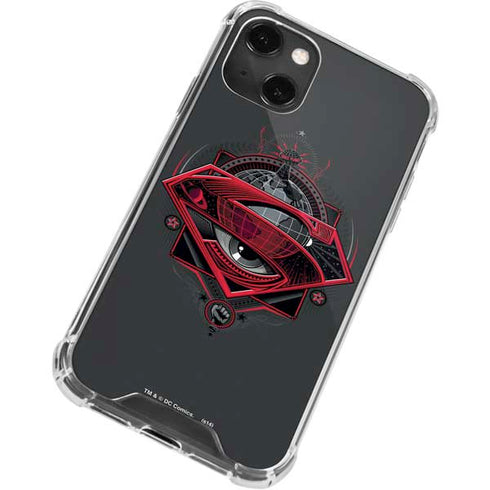DC Comics Superman Grey Eye Collage iPhone 14 Plus Clear Case