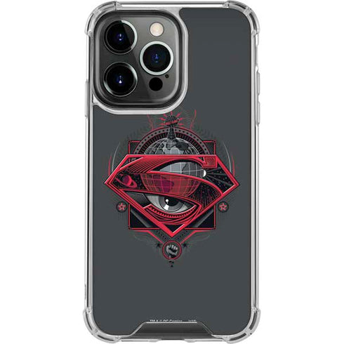 DC Comics Superman Grey Eye Collage iPhone 15 Pro Clear Case