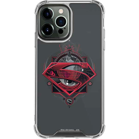 DC Comics Superman Grey Eye Collage iPhone 14 Pro Max Clear Case