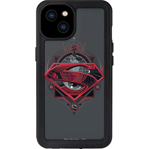 DC Comics Superman Grey Eye Collage iPhone 15 Plus Waterproof Case