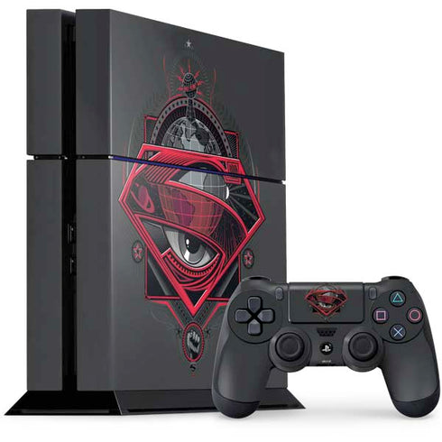 DC Comics Superman Grey Eye Collage PS4 Console and Controller Bundle Skin