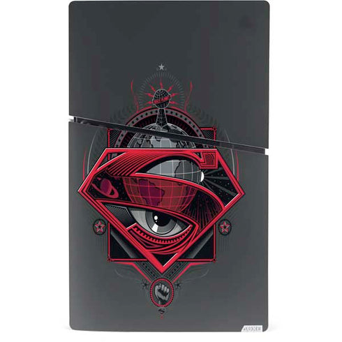 DC Comics Superman Grey Eye Collage PS5 Slim Digital Edition Console Skin