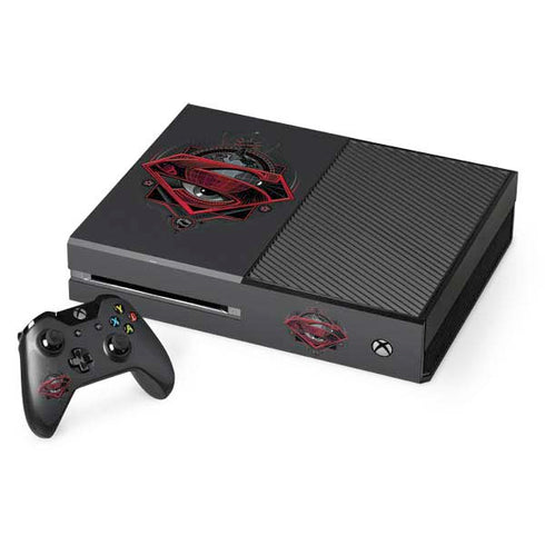 DC Comics Superman Grey Eye Collage Xbox One Console and Controller Bundle Skin