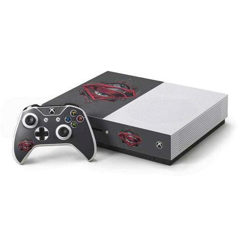 DC Comics Superman Grey Eye Collage Xbox One S Console and Controller Bundle Skin