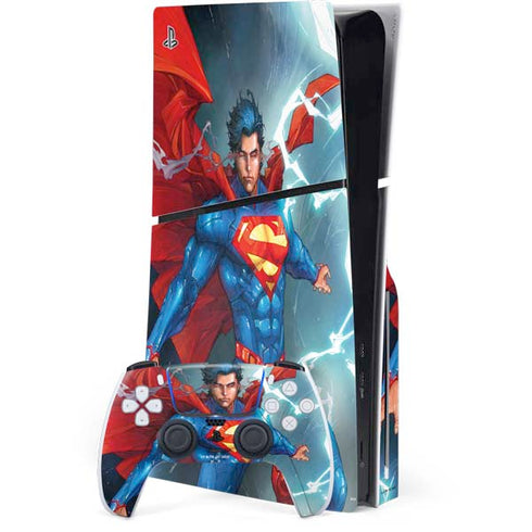 DC Comics Superman Heat Vision PS5 Slim Disk Bundle Skin