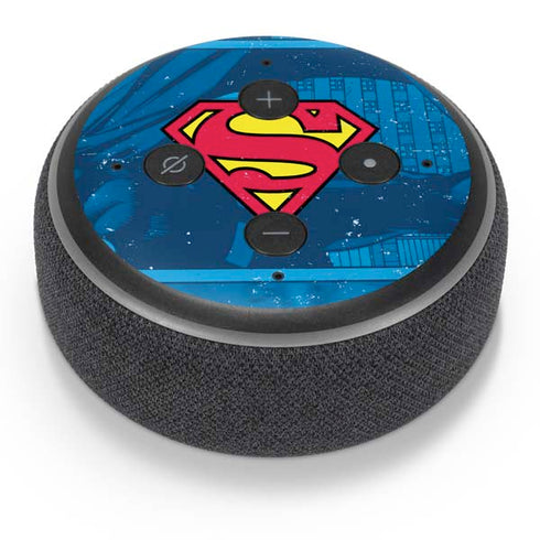 DC Comics Superman Logo Background Pattern Amazon Echo Dot Skin