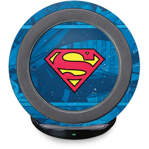 DC Comics Superman Logo Background Pattern Fast Charge Wireless Charging Stand Skin