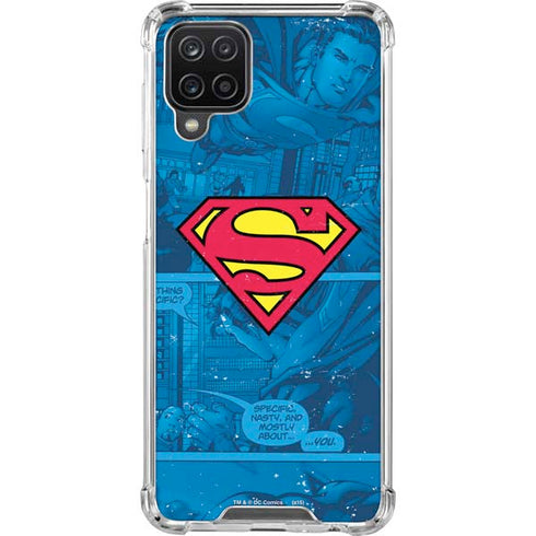 DC Comics Superman Logo Background Pattern Galaxy A12 Clear Case