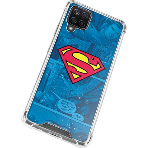 DC Comics Superman Logo Background Pattern Galaxy A12 Clear Case