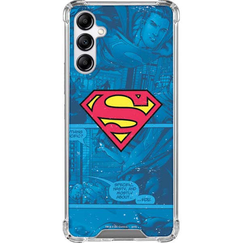 DC Comics Superman Logo Background Pattern Galaxy A14 5G Clear Case