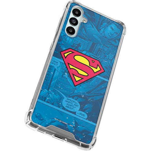 DC Comics Superman Logo Background Pattern Galaxy A15 5G Clear Case