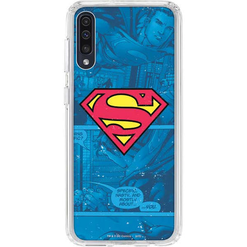 DC Comics Superman Logo Background Pattern Galaxy A50 Clear Case