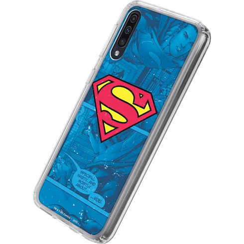 DC Comics Superman Logo Background Pattern Galaxy A50 Clear Case