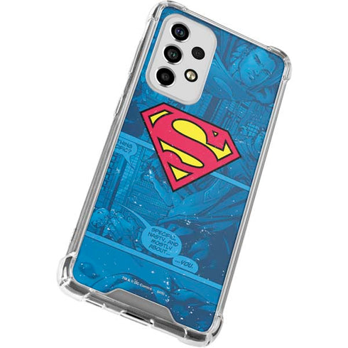 DC Comics Superman Logo Background Pattern Galaxy A53 5G Clear Case