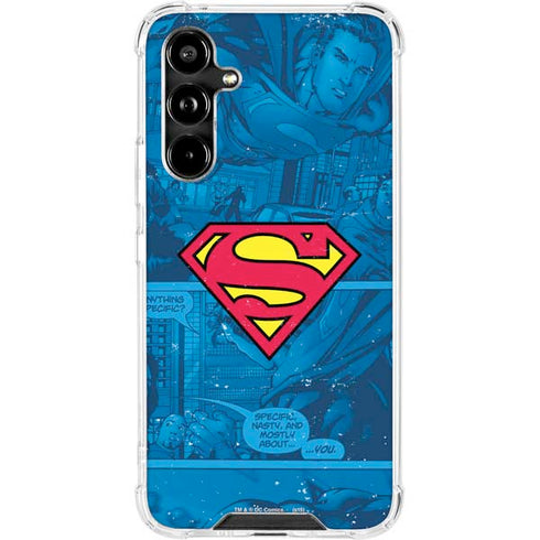 DC Comics Superman Logo Background Pattern Galaxy A54 5G Clear Case