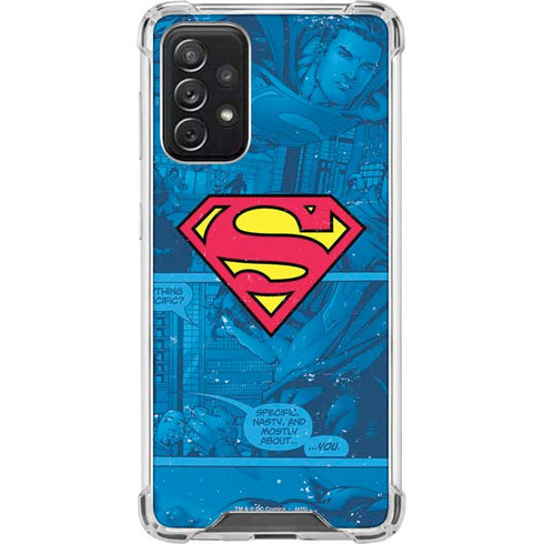 DC Comics Superman Logo Background Pattern Galaxy A72 5G Clear Case