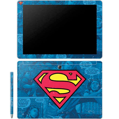 DC Comics Superman Logo Background Pattern Galaxy Book 12in Skin