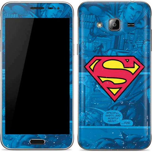 DC Comics Superman Logo Background Pattern Galaxy J3 Skin