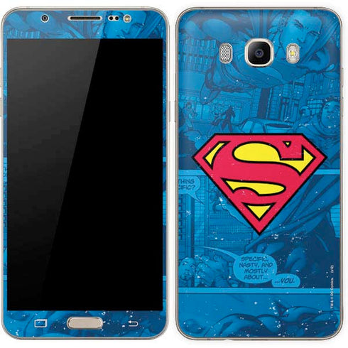 DC Comics Superman Logo Background Pattern Galaxy J7 Skin