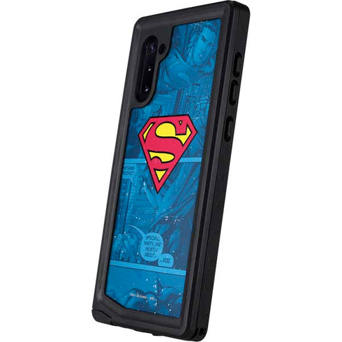 DC Comics Superman Logo Background Pattern Galaxy Note 10 Waterproof Case