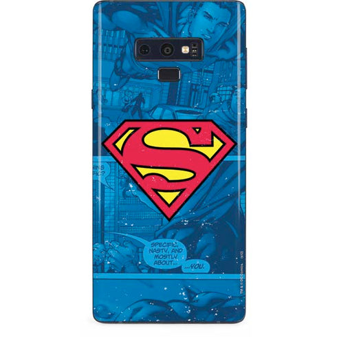 DC Comics Superman Logo Background Pattern Galaxy Note 9 Skin
