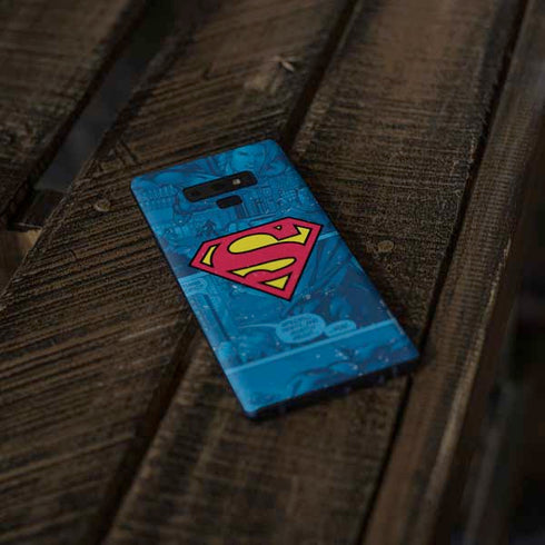 DC Comics Superman Logo Background Pattern Galaxy Note 9 Skin