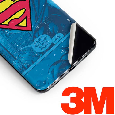 DC Comics Superman Logo Background Pattern Galaxy S10 Skin