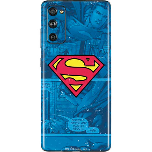 DC Comics Superman Logo Background Pattern Galaxy S20 Fan Edition Skin