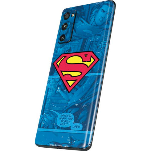 DC Comics Superman Logo Background Pattern Galaxy S20 Fan Edition Skin