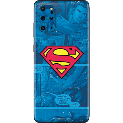 DC Comics Superman Logo Background Pattern Galaxy S20 Plus Skin