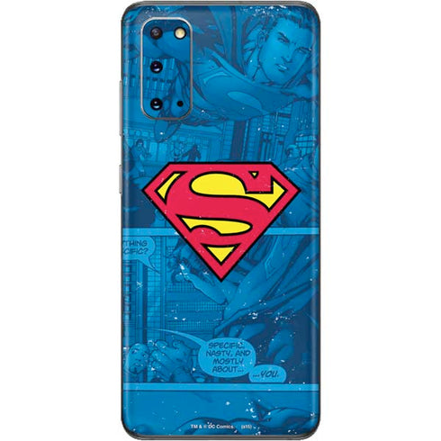 DC Comics Superman Logo Background Pattern Galaxy S20 Skin