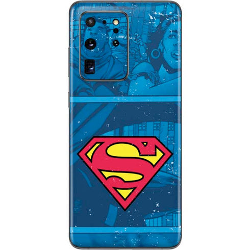DC Comics Superman Logo Background Pattern Galaxy S20 Ultra 5G Skin