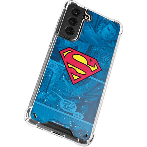 DC Comics Superman Logo Background Pattern Galaxy S21 5G Clear Case